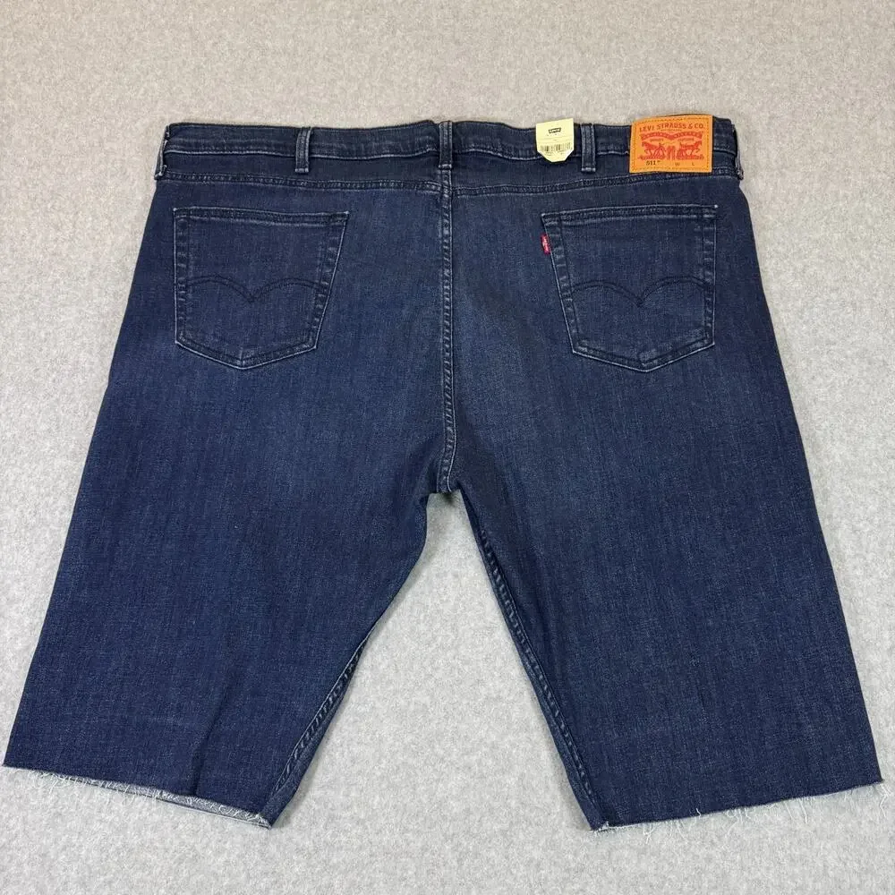 Levi's 511 Slim Stretch Denim Shorts Dark Blue Raw Hem Men's 46 ** READ **